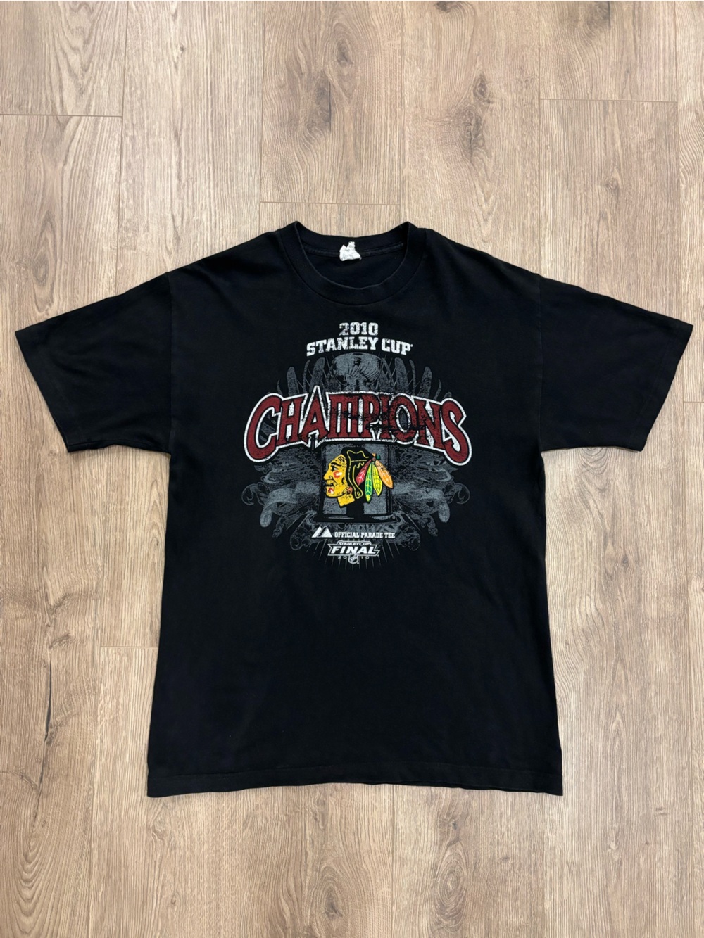 Chicago Blackhawks 2010 Stanley Cup Champions Official Parade Graphic T Shirt